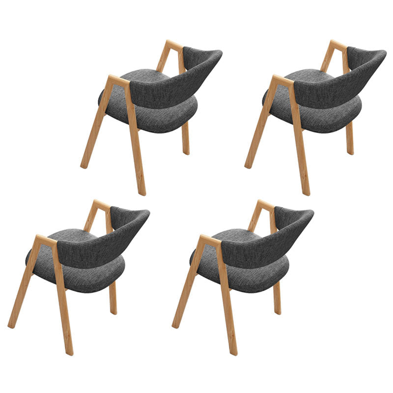 Modern Style Iron Arm Chair Open Back Dining Side Chair with Upholstered Dark Gray 4 Piece Set Natural Wood Clearhalo 'Dining Chairs' 'Dining Tables & Seating' 'dining_chair' 'furn' 'furn_dining_chair' 'Furniture' 'furniture_dining_chair' 'Kitchen & Dining Furniture' 4831455
