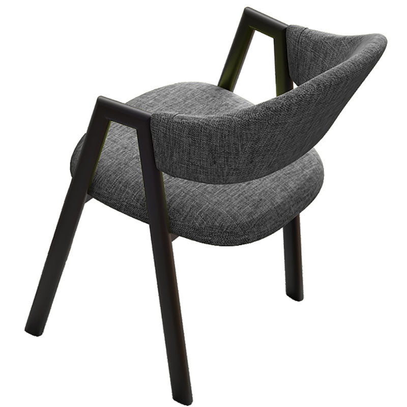 Modern Style Iron Arm Chair Open Back Dining Side Chair with Upholstered Dark Gray 1 Piece Black Clearhalo 'Dining Chairs' 'Dining Tables & Seating' 'dining_chair' 'furn' 'furn_dining_chair' 'Furniture' 'furniture_dining_chair' 'Kitchen & Dining Furniture' 4831456