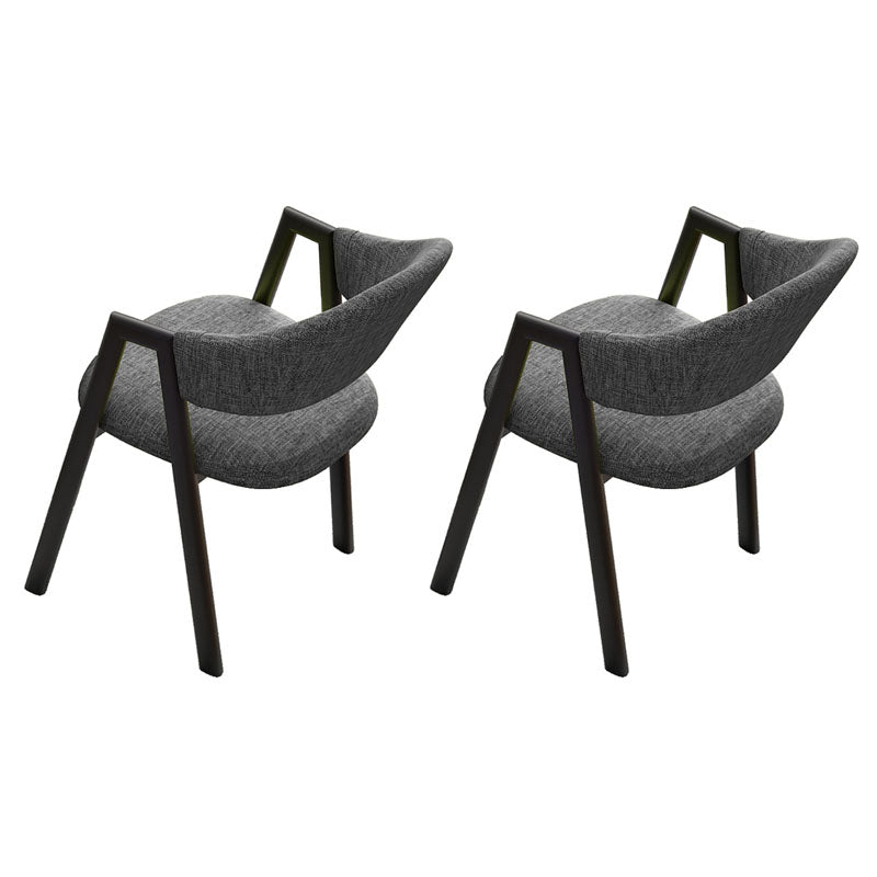 Modern Style Iron Arm Chair Open Back Dining Side Chair with Upholstered Dark Gray 2 Piece Set Black Clearhalo 'Dining Chairs' 'Dining Tables & Seating' 'dining_chair' 'furn' 'furn_dining_chair' 'Furniture' 'furniture_dining_chair' 'Kitchen & Dining Furniture' 4831457