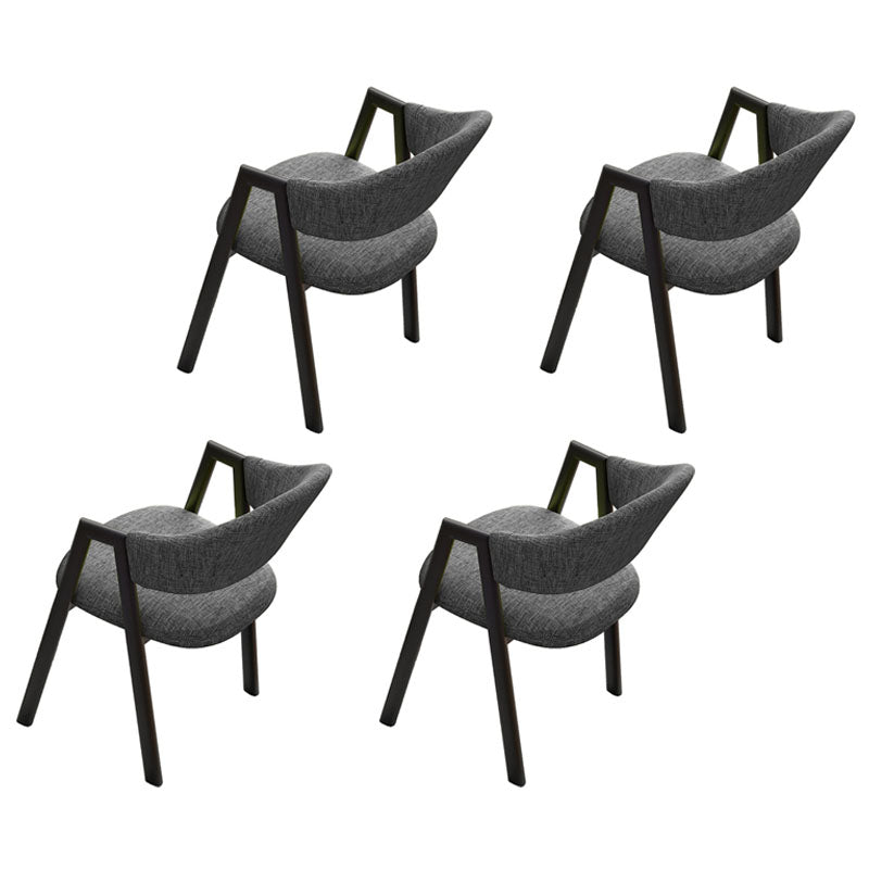 Modern Style Iron Arm Chair Open Back Dining Side Chair with Upholstered Dark Gray 4 Piece Set Black Clearhalo 'Dining Chairs' 'Dining Tables & Seating' 'dining_chair' 'furn' 'furn_dining_chair' 'Furniture' 'furniture_dining_chair' 'Kitchen & Dining Furniture' 4831458