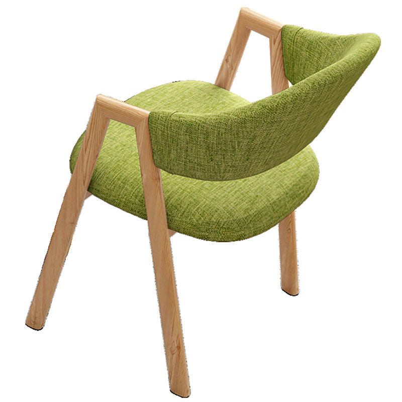 Modern Style Iron Arm Chair Open Back Dining Side Chair with Upholstered Green 1 Piece Natural Wood Clearhalo 'Dining Chairs' 'Dining Tables & Seating' 'dining_chair' 'furn' 'furn_dining_chair' 'Furniture' 'furniture_dining_chair' 'Kitchen & Dining Furniture' 4831462