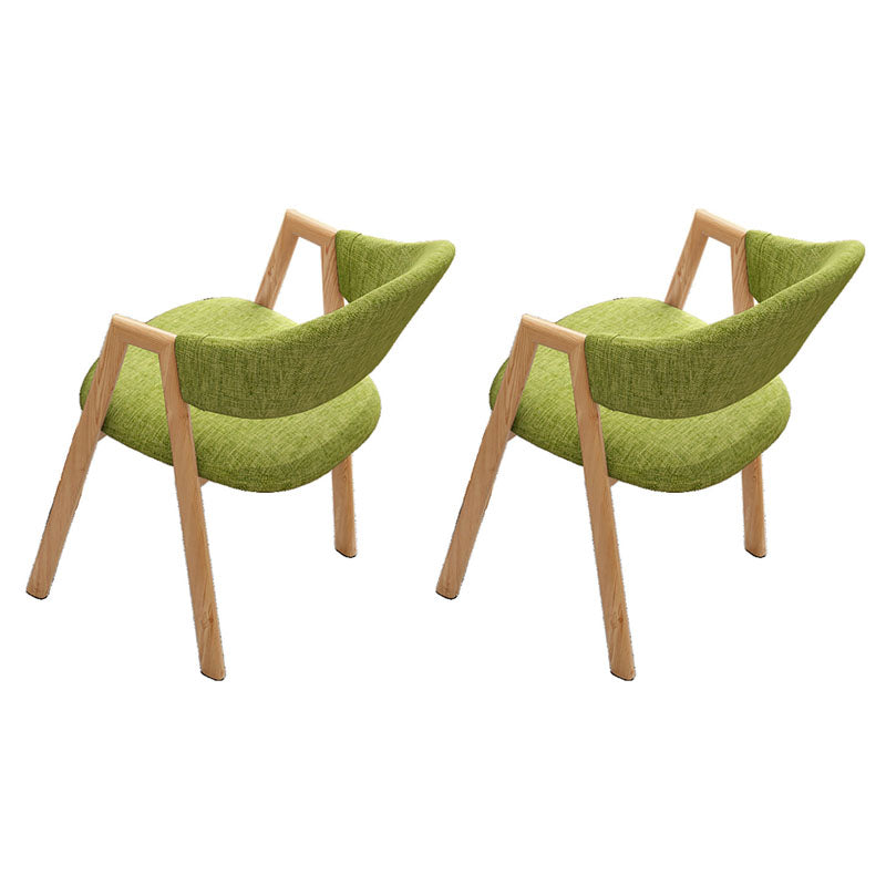 Modern Style Iron Arm Chair Open Back Dining Side Chair with Upholstered Green 2 Piece Set Natural Wood Clearhalo 'Dining Chairs' 'Dining Tables & Seating' 'dining_chair' 'furn' 'furn_dining_chair' 'Furniture' 'furniture_dining_chair' 'Kitchen & Dining Furniture' 4831463