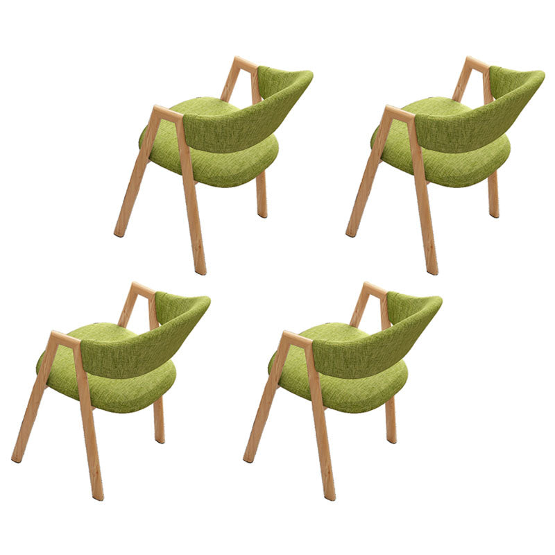 Modern Style Iron Arm Chair Open Back Dining Side Chair with Upholstered Green 4 Piece Set Natural Wood Clearhalo 'Dining Chairs' 'Dining Tables & Seating' 'dining_chair' 'furn' 'furn_dining_chair' 'Furniture' 'furniture_dining_chair' 'Kitchen & Dining Furniture' 4831464