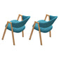 Modern Style Iron Arm Chair Open Back Dining Side Chair with Upholstered Lake Blue 2 Piece Set Natural Wood Clearhalo 'Dining Chairs' 'Dining Tables & Seating' 'dining_chair' 'furn' 'furn_dining_chair' 'Furniture' 'furniture_dining_chair' 'Kitchen & Dining Furniture' 4831466