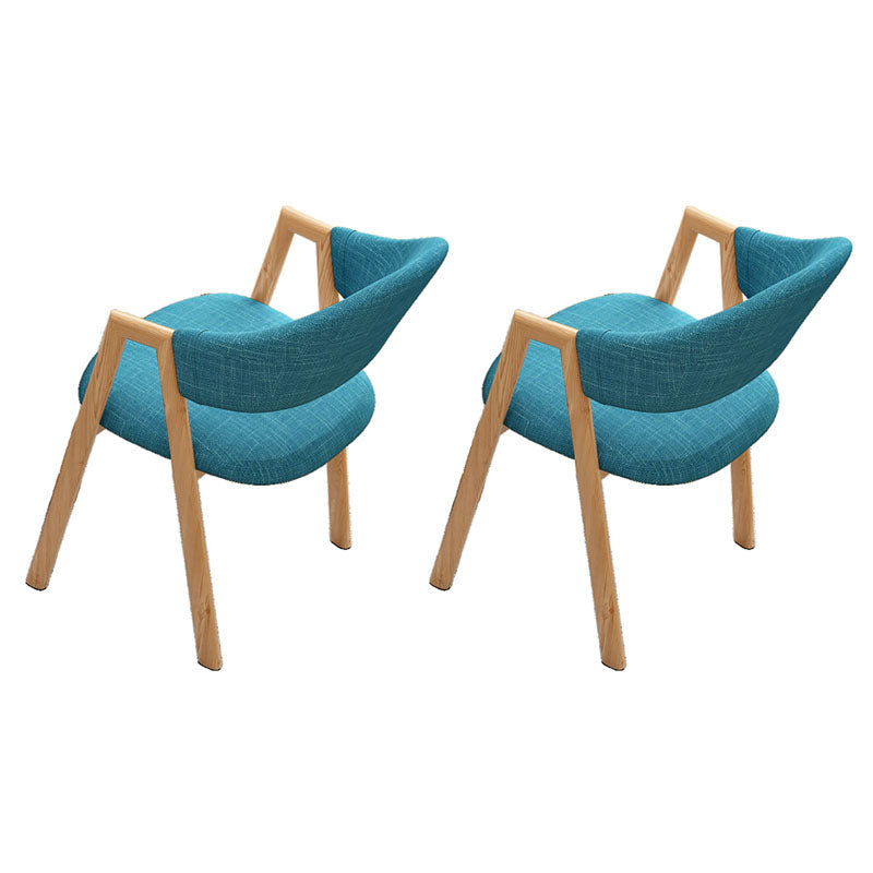 Modern Style Iron Arm Chair Open Back Dining Side Chair with Upholstered Lake Blue 2 Piece Set Natural Wood Clearhalo 'Dining Chairs' 'Dining Tables & Seating' 'dining_chair' 'furn' 'furn_dining_chair' 'Furniture' 'furniture_dining_chair' 'Kitchen & Dining Furniture' 4831466