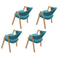 Modern Style Iron Arm Chair Open Back Dining Side Chair with Upholstered Lake Blue 4 Piece Set Natural Wood Clearhalo 'Dining Chairs' 'Dining Tables & Seating' 'dining_chair' 'furn' 'furn_dining_chair' 'Furniture' 'furniture_dining_chair' 'Kitchen & Dining Furniture' 4831467