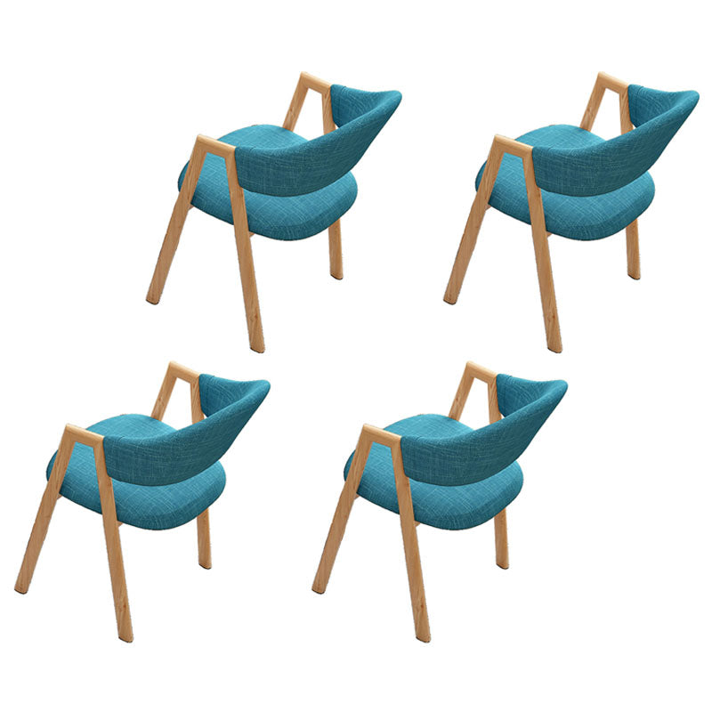 Modern Style Iron Arm Chair Open Back Dining Side Chair with Upholstered Lake Blue 4 Piece Set Natural Wood Clearhalo 'Dining Chairs' 'Dining Tables & Seating' 'dining_chair' 'furn' 'furn_dining_chair' 'Furniture' 'furniture_dining_chair' 'Kitchen & Dining Furniture' 4831467