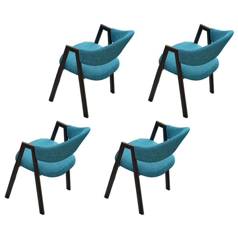 Modern Style Iron Arm Chair Open Back Dining Side Chair with Upholstered Lake Blue 4 Piece Set Black Clearhalo 'Dining Chairs' 'Dining Tables & Seating' 'dining_chair' 'furn' 'furn_dining_chair' 'Furniture' 'furniture_dining_chair' 'Kitchen & Dining Furniture' 4831470