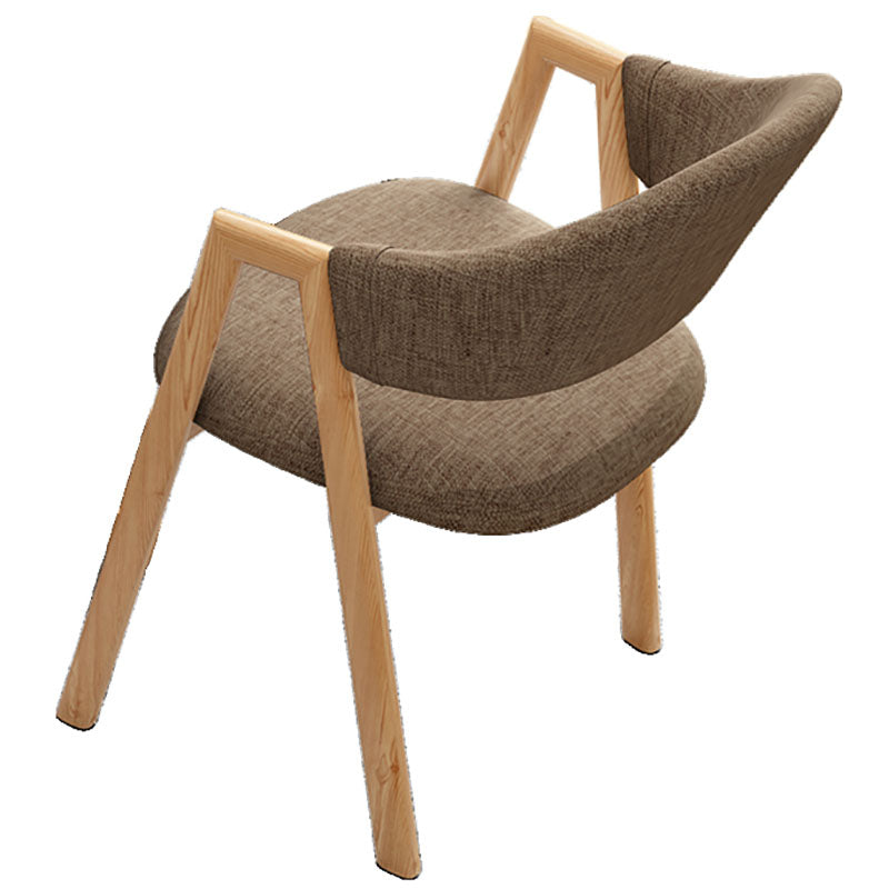 Modern Style Iron Arm Chair Open Back Dining Side Chair with Upholstered Coffee 1 Piece Natural Wood Clearhalo 'Dining Chairs' 'Dining Tables & Seating' 'dining_chair' 'furn' 'furn_dining_chair' 'Furniture' 'furniture_dining_chair' 'Kitchen & Dining Furniture' 4831471