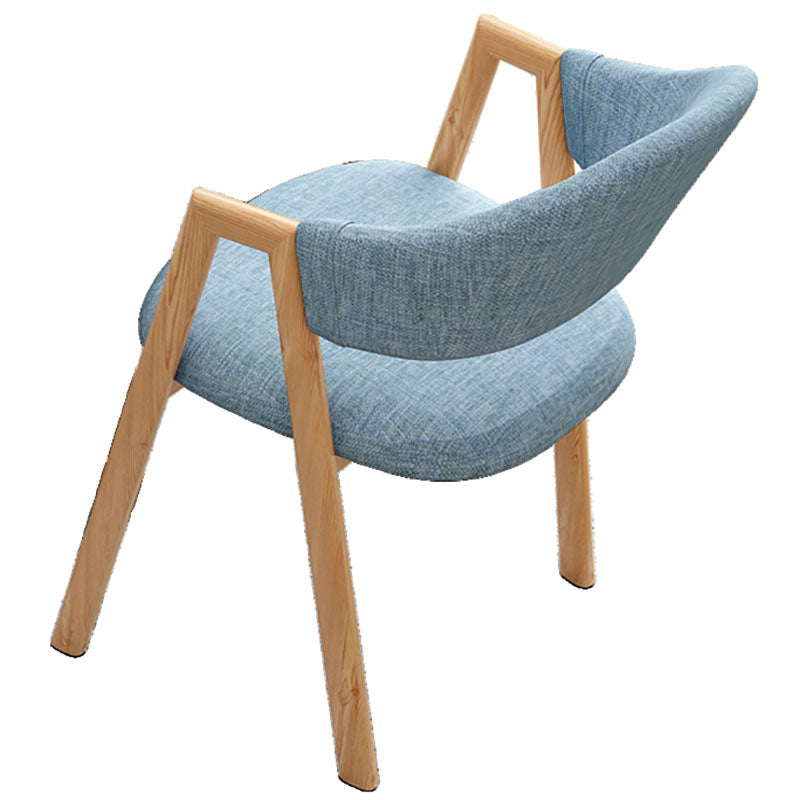 Modern Style Iron Arm Chair Open Back Dining Side Chair with Upholstered Blue 1 Piece Natural Wood Clearhalo 'Dining Chairs' 'Dining Tables & Seating' 'dining_chair' 'furn' 'furn_dining_chair' 'Furniture' 'furniture_dining_chair' 'Kitchen & Dining Furniture' 4831474