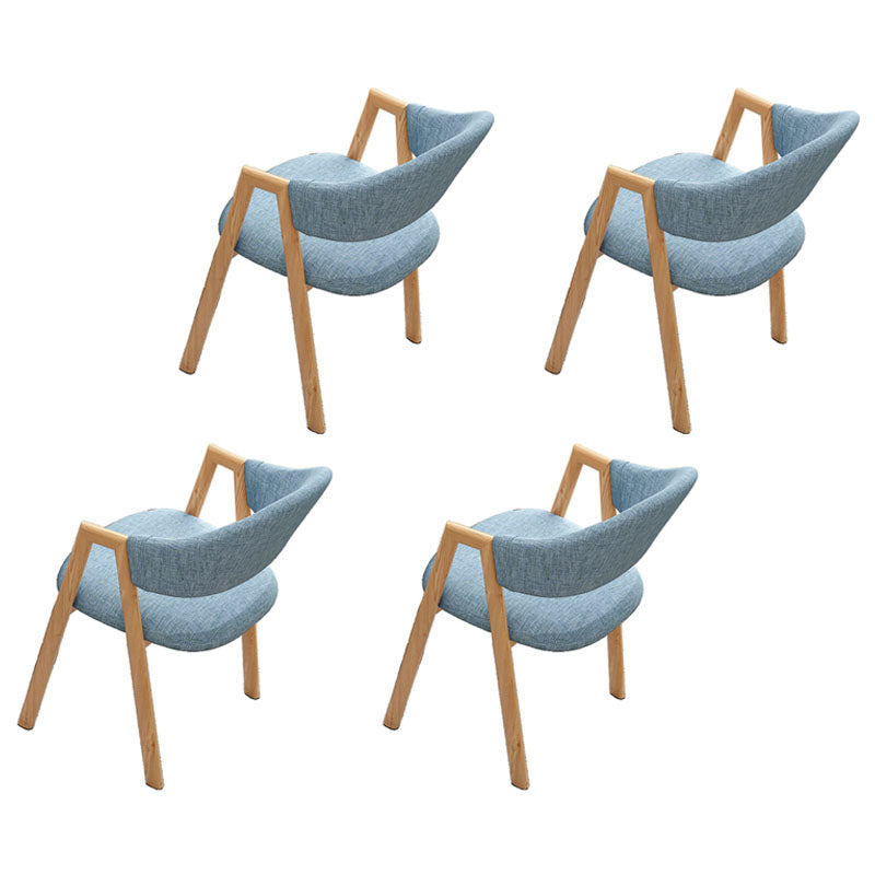 Modern Style Iron Arm Chair Open Back Dining Side Chair with Upholstered Blue 4 Piece Set Natural Wood Clearhalo 'Dining Chairs' 'Dining Tables & Seating' 'dining_chair' 'furn' 'furn_dining_chair' 'Furniture' 'furniture_dining_chair' 'Kitchen & Dining Furniture' 4831476