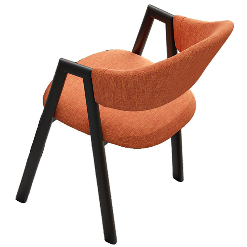 Modern Style Iron Arm Chair Open Back Dining Side Chair with Upholstered Orange 1 Piece Black Clearhalo 'Dining Chairs' 'Dining Tables & Seating' 'dining_chair' 'furn' 'furn_dining_chair' 'Furniture' 'furniture_dining_chair' 'Kitchen & Dining Furniture' 4831477