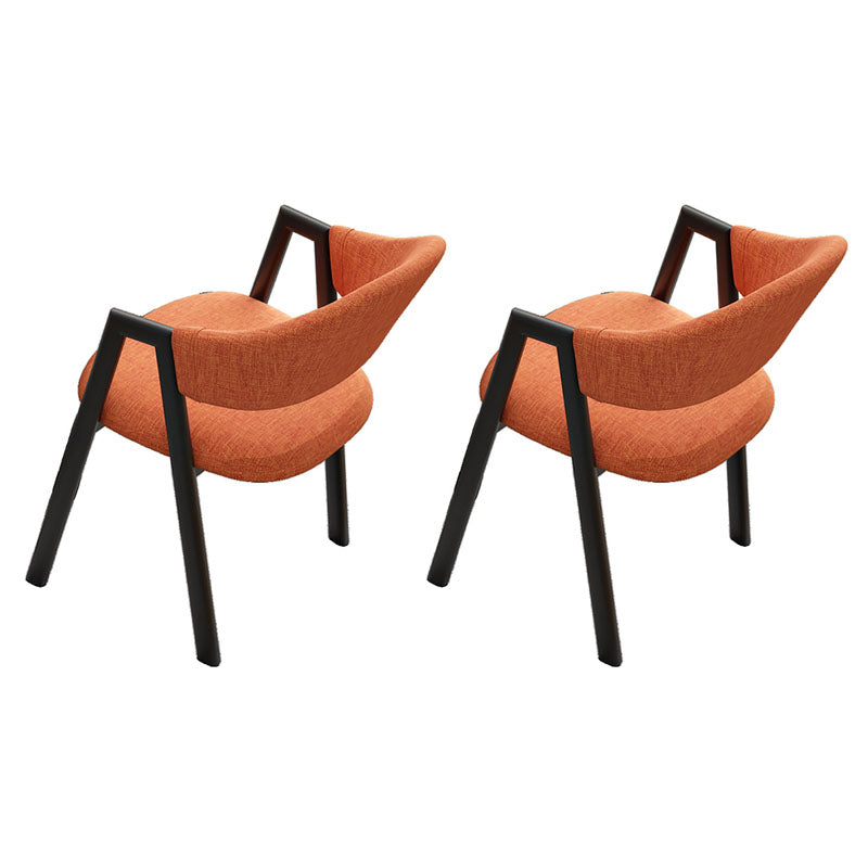 Modern Style Iron Arm Chair Open Back Dining Side Chair with Upholstered Orange 2 Piece Set Black Clearhalo 'Dining Chairs' 'Dining Tables & Seating' 'dining_chair' 'furn' 'furn_dining_chair' 'Furniture' 'furniture_dining_chair' 'Kitchen & Dining Furniture' 4831478