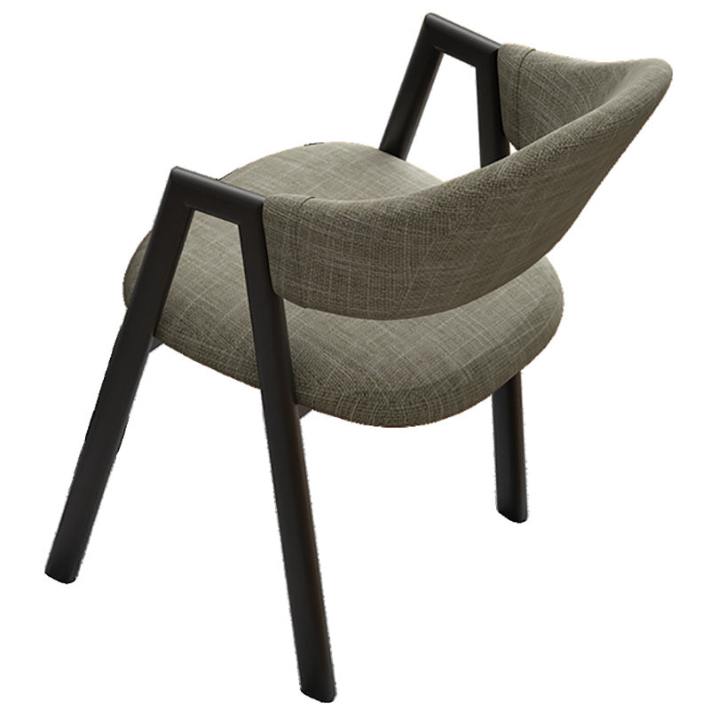 Modern Style Iron Arm Chair Open Back Dining Side Chair with Upholstered Grey 1 Piece Black Clearhalo 'Dining Chairs' 'Dining Tables & Seating' 'dining_chair' 'furn' 'furn_dining_chair' 'Furniture' 'furniture_dining_chair' 'Kitchen & Dining Furniture' 4831483