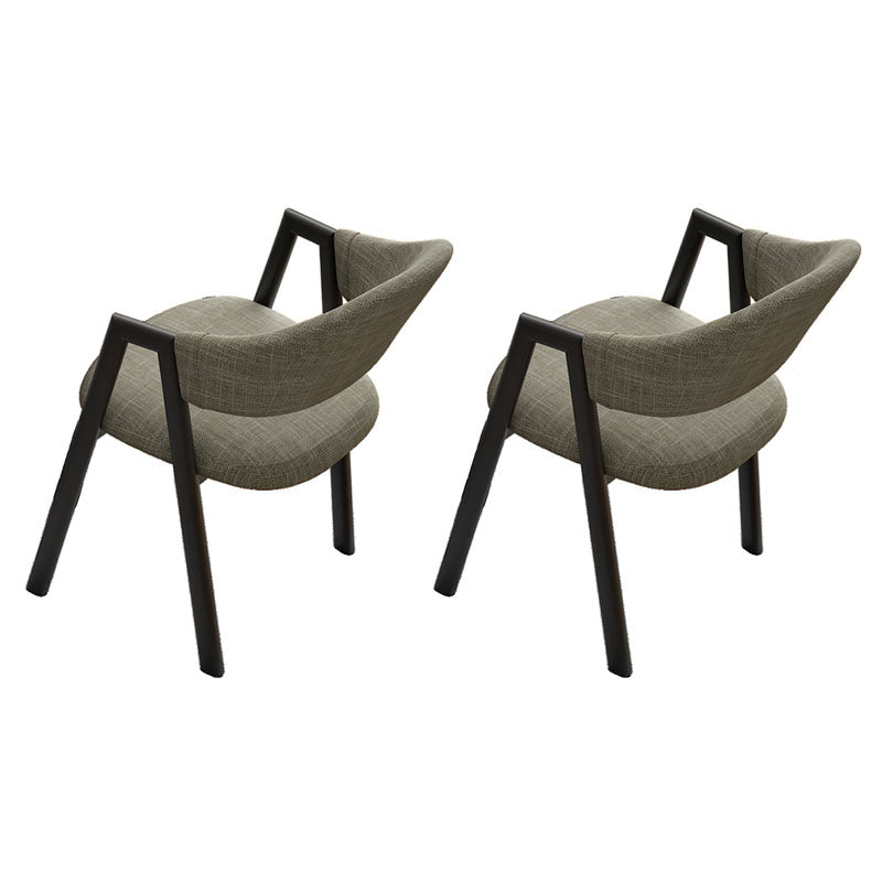 Modern Style Iron Arm Chair Open Back Dining Side Chair with Upholstered Grey 2 Piece Set Black Clearhalo 'Dining Chairs' 'Dining Tables & Seating' 'dining_chair' 'furn' 'furn_dining_chair' 'Furniture' 'furniture_dining_chair' 'Kitchen & Dining Furniture' 4831484