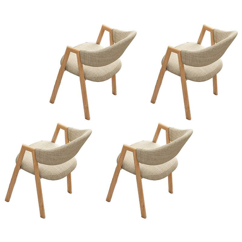 Modern Style Iron Arm Chair Open Back Dining Side Chair with Upholstered Khaki 4 Piece Set Natural Wood Clearhalo 'Dining Chairs' 'Dining Tables & Seating' 'dining_chair' 'furn' 'furn_dining_chair' 'Furniture' 'furniture_dining_chair' 'Kitchen & Dining Furniture' 4831488