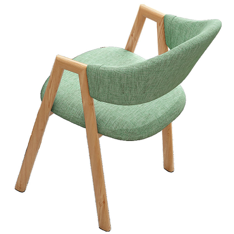 Modern Style Iron Arm Chair Open Back Dining Side Chair with Upholstered Pea Green 1 Piece Natural Wood Clearhalo 'Dining Chairs' 'Dining Tables & Seating' 'dining_chair' 'furn' 'furn_dining_chair' 'Furniture' 'furniture_dining_chair' 'Kitchen & Dining Furniture' 4831492
