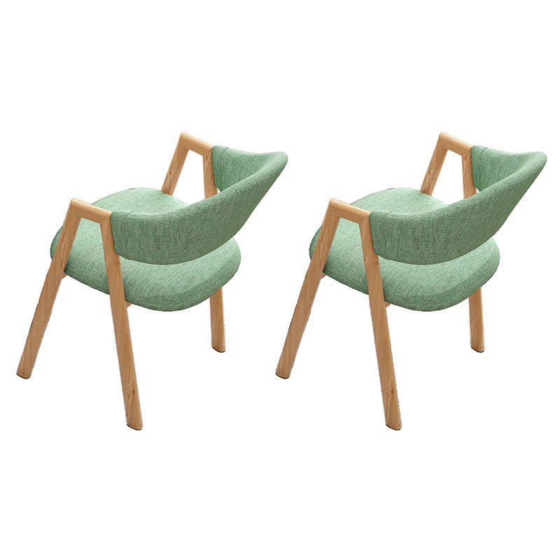 Modern Style Iron Arm Chair Open Back Dining Side Chair with Upholstered Pea Green 2 Piece Set Natural Wood Clearhalo 'Dining Chairs' 'Dining Tables & Seating' 'dining_chair' 'furn' 'furn_dining_chair' 'Furniture' 'furniture_dining_chair' 'Kitchen & Dining Furniture' 4831493