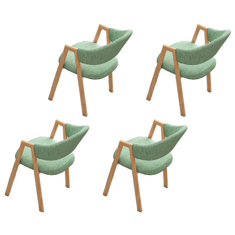 Modern Style Iron Arm Chair Open Back Dining Side Chair with Upholstered Pea Green 4 Piece Set Natural Wood Clearhalo 'Dining Chairs' 'Dining Tables & Seating' 'dining_chair' 'furn' 'furn_dining_chair' 'Furniture' 'furniture_dining_chair' 'Kitchen & Dining Furniture' 4831494