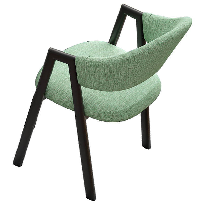 Modern Style Iron Arm Chair Open Back Dining Side Chair with Upholstered Pea Green 1 Piece Black Clearhalo 'Dining Chairs' 'Dining Tables & Seating' 'dining_chair' 'furn' 'furn_dining_chair' 'Furniture' 'furniture_dining_chair' 'Kitchen & Dining Furniture' 4831495