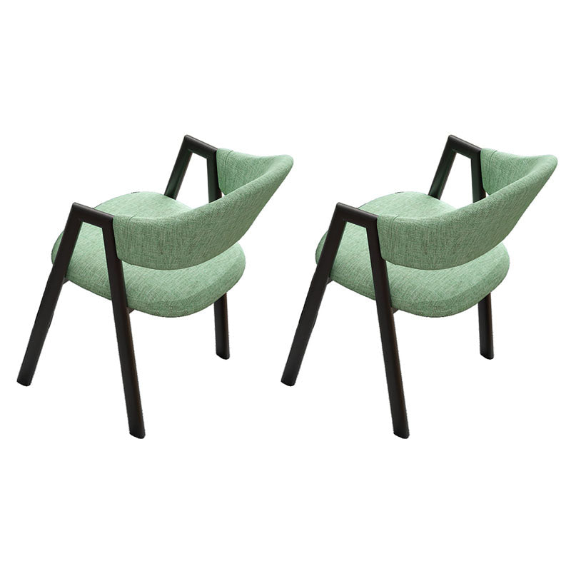 Modern Style Iron Arm Chair Open Back Dining Side Chair with Upholstered Pea Green 2 Piece Set Black Clearhalo 'Dining Chairs' 'Dining Tables & Seating' 'dining_chair' 'furn' 'furn_dining_chair' 'Furniture' 'furniture_dining_chair' 'Kitchen & Dining Furniture' 4831496