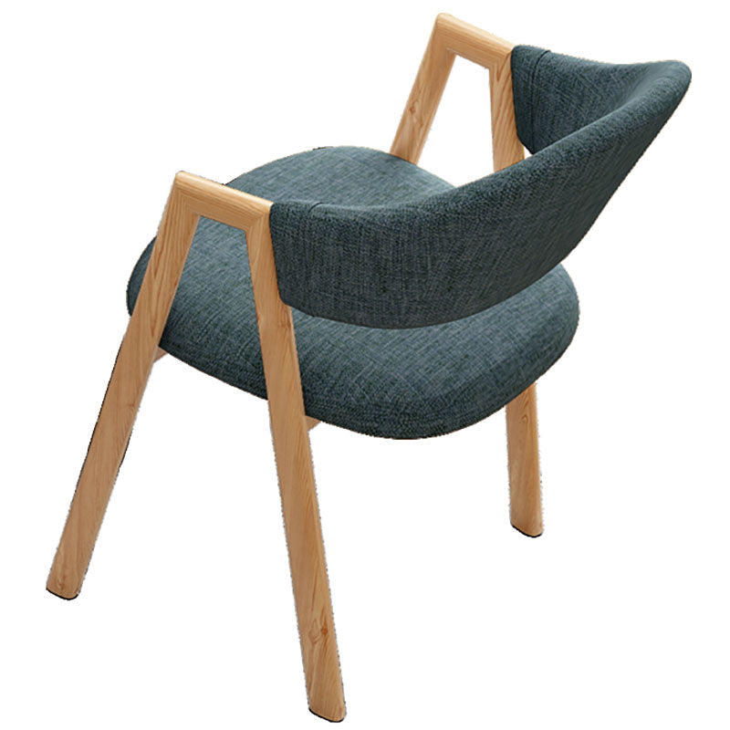Modern Style Iron Arm Chair Open Back Dining Side Chair with Upholstered Gray-Blue 1 Piece Natural Wood Clearhalo 'Dining Chairs' 'Dining Tables & Seating' 'dining_chair' 'furn' 'furn_dining_chair' 'Furniture' 'furniture_dining_chair' 'Kitchen & Dining Furniture' 4831498