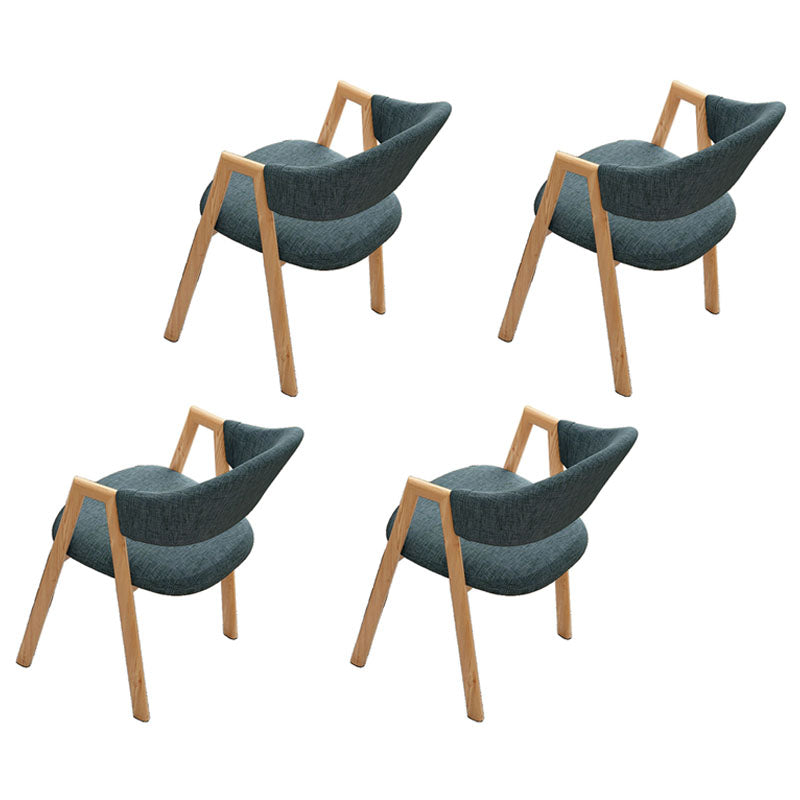 Modern Style Iron Arm Chair Open Back Dining Side Chair with Upholstered Gray-Blue 4 Piece Set Natural Wood Clearhalo 'Dining Chairs' 'Dining Tables & Seating' 'dining_chair' 'furn' 'furn_dining_chair' 'Furniture' 'furniture_dining_chair' 'Kitchen & Dining Furniture' 4831500