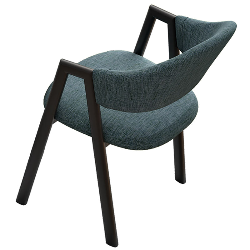 Modern Style Iron Arm Chair Open Back Dining Side Chair with Upholstered Gray-Blue 1 Piece Black Clearhalo 'Dining Chairs' 'Dining Tables & Seating' 'dining_chair' 'furn' 'furn_dining_chair' 'Furniture' 'furniture_dining_chair' 'Kitchen & Dining Furniture' 4831501