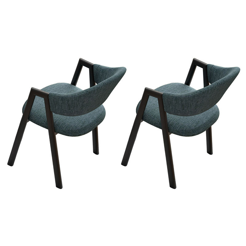 Modern Style Iron Arm Chair Open Back Dining Side Chair with Upholstered Gray-Blue 2 Piece Set Black Clearhalo 'Dining Chairs' 'Dining Tables & Seating' 'dining_chair' 'furn' 'furn_dining_chair' 'Furniture' 'furniture_dining_chair' 'Kitchen & Dining Furniture' 4831502