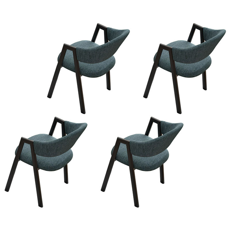Modern Style Iron Arm Chair Open Back Dining Side Chair with Upholstered Gray-Blue 4 Piece Set Black Clearhalo 'Dining Chairs' 'Dining Tables & Seating' 'dining_chair' 'furn' 'furn_dining_chair' 'Furniture' 'furniture_dining_chair' 'Kitchen & Dining Furniture' 4831503