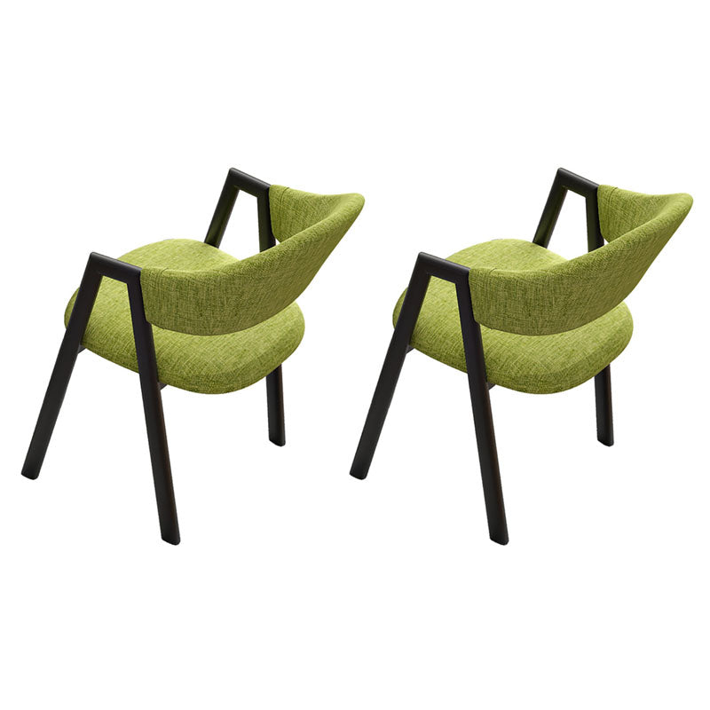 Modern Style Iron Arm Chair Open Back Dining Side Chair with Upholstered Green 2 Piece Set Black Clearhalo 'Dining Chairs' 'Dining Tables & Seating' 'dining_chair' 'furn' 'furn_dining_chair' 'Furniture' 'furniture_dining_chair' 'Kitchen & Dining Furniture' 4831508