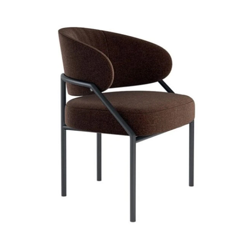 Metal Kitchen and Dining Room Chair Open Back Dining Side Chair in Black Dark Brown 1 Piece Clearhalo 'Dining Chairs' 'Dining Tables & Seating' 'dining_chair' 'furn' 'furn_dining_chair' 'Furniture' 'furniture_dining_chair' 'Kitchen & Dining Furniture' 4831512