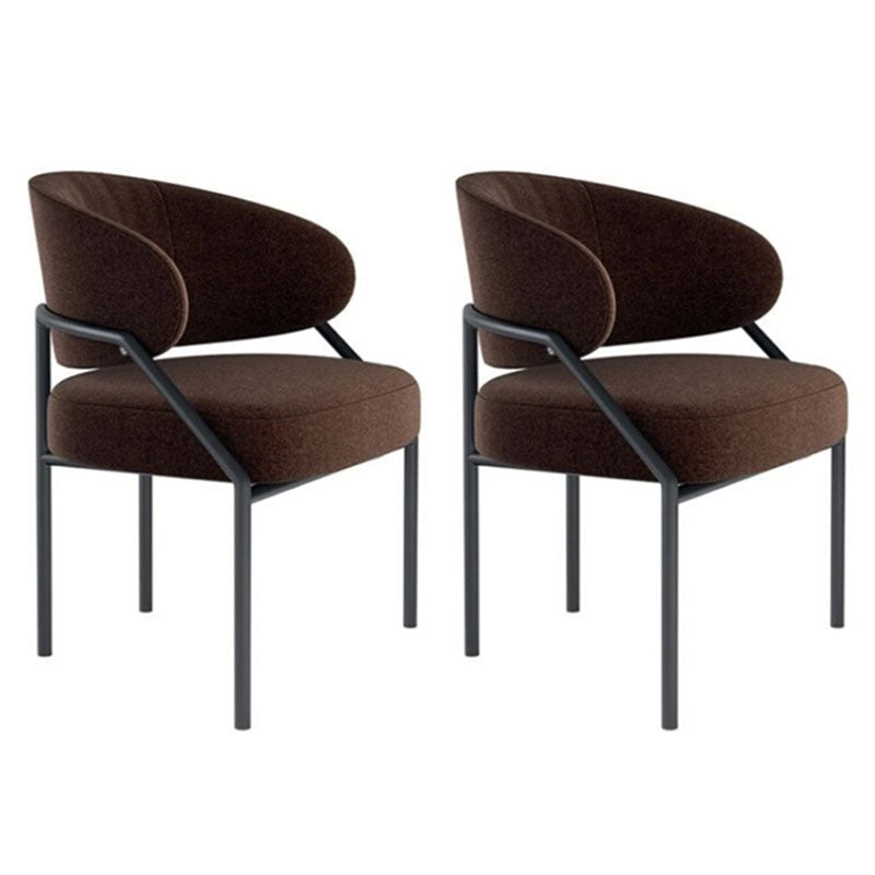 Metal Kitchen and Dining Room Chair Open Back Dining Side Chair in Black Dark Brown 2 Piece Set Clearhalo 'Dining Chairs' 'Dining Tables & Seating' 'dining_chair' 'furn' 'furn_dining_chair' 'Furniture' 'furniture_dining_chair' 'Kitchen & Dining Furniture' 4831513