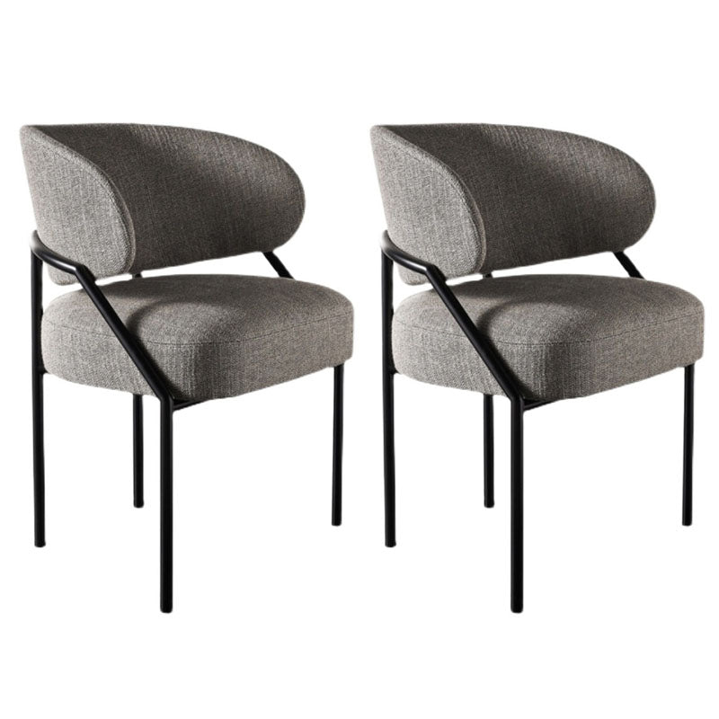 Metal Kitchen and Dining Room Chair Open Back Dining Side Chair in Black Light Gray 2 Piece Set Clearhalo 'Dining Chairs' 'Dining Tables & Seating' 'dining_chair' 'furn' 'furn_dining_chair' 'Furniture' 'furniture_dining_chair' 'Kitchen & Dining Furniture' 4831526