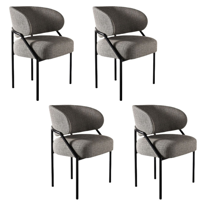 Metal Kitchen and Dining Room Chair Open Back Dining Side Chair in Black Light Gray 4 Piece Set Clearhalo 'Dining Chairs' 'Dining Tables & Seating' 'dining_chair' 'furn' 'furn_dining_chair' 'Furniture' 'furniture_dining_chair' 'Kitchen & Dining Furniture' 4831527