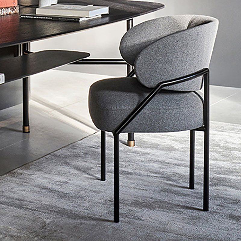 Metal Kitchen and Dining Room Chair Open Back Dining Side Chair in Black Clearhalo 'Dining Chairs' 'Dining Tables & Seating' 'dining_chair' 'furn' 'furn_dining_chair' 'Furniture' 'furniture_dining_chair' 'Kitchen & Dining Furniture' 4831531