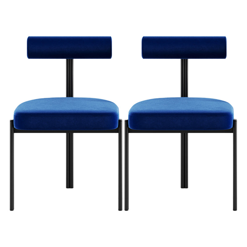 Glam Metal Kitchen and Dining Room Chair Open Back Dining Side Chair in Black Blue 2 Piece Set Clearhalo 'Dining Chairs' 'Dining Tables & Seating' 'dining_chair' 'furn' 'furn_dining_chair' 'Furniture' 'furniture_dining_chair' 'Kitchen & Dining Furniture' 4831537