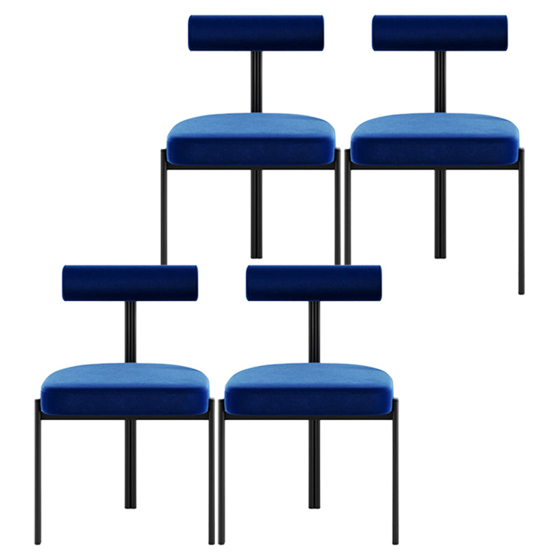 Glam Metal Kitchen and Dining Room Chair Open Back Dining Side Chair in Black Blue 4 Piece Set Clearhalo 'Dining Chairs' 'Dining Tables & Seating' 'dining_chair' 'furn' 'furn_dining_chair' 'Furniture' 'furniture_dining_chair' 'Kitchen & Dining Furniture' 4831538