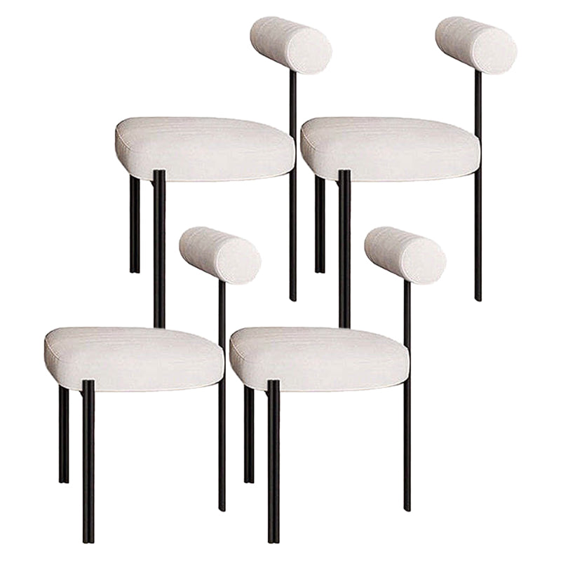 Glam Metal Kitchen and Dining Room Chair Open Back Dining Side Chair in Black White 4 Piece Set Clearhalo 'Dining Chairs' 'Dining Tables & Seating' 'dining_chair' 'furn' 'furn_dining_chair' 'Furniture' 'furniture_dining_chair' 'Kitchen & Dining Furniture' 4831545