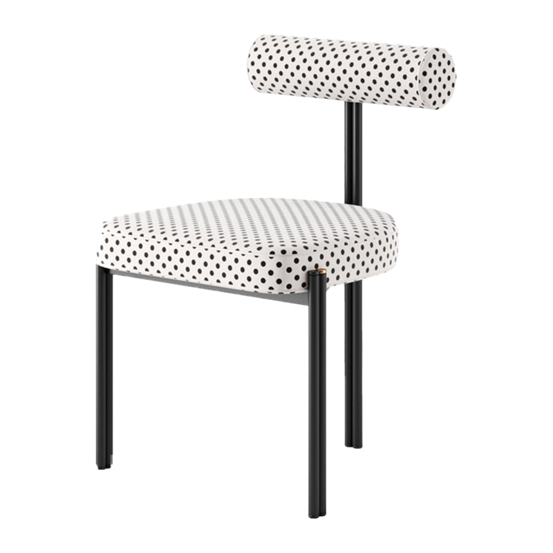 Glam Metal Kitchen and Dining Room Chair Open Back Dining Side Chair in Black Gray-White Plaid 1 Piece Clearhalo 'Dining Chairs' 'Dining Tables & Seating' 'dining_chair' 'furn' 'furn_dining_chair' 'Furniture' 'furniture_dining_chair' 'Kitchen & Dining Furniture' 4831546