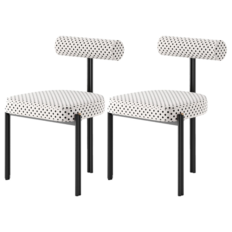Glam Metal Kitchen and Dining Room Chair Open Back Dining Side Chair in Black Gray-White Plaid 2 Piece Set Clearhalo 'Dining Chairs' 'Dining Tables & Seating' 'dining_chair' 'furn' 'furn_dining_chair' 'Furniture' 'furniture_dining_chair' 'Kitchen & Dining Furniture' 4831548