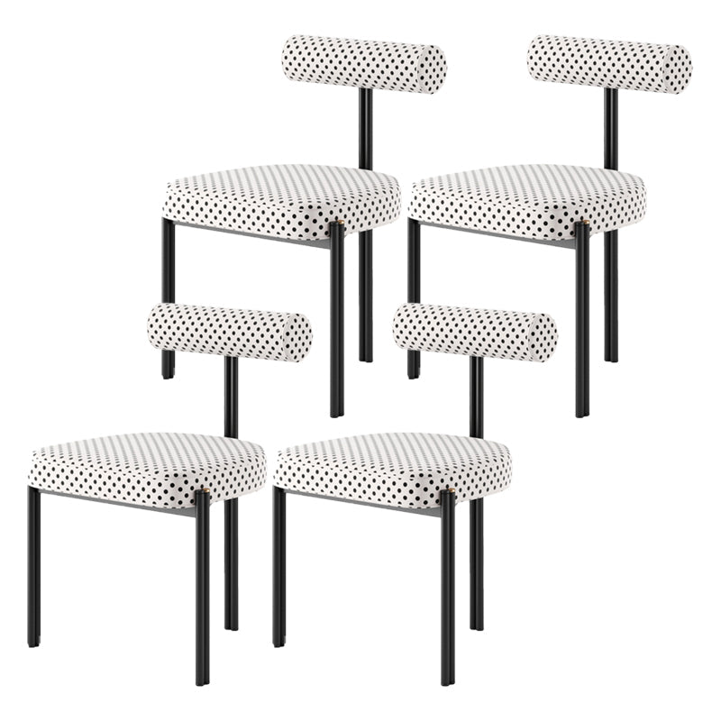 Glam Metal Kitchen and Dining Room Chair Open Back Dining Side Chair in Black Gray-White Plaid 4 Piece Set Clearhalo 'Dining Chairs' 'Dining Tables & Seating' 'dining_chair' 'furn' 'furn_dining_chair' 'Furniture' 'furniture_dining_chair' 'Kitchen & Dining Furniture' 4831549