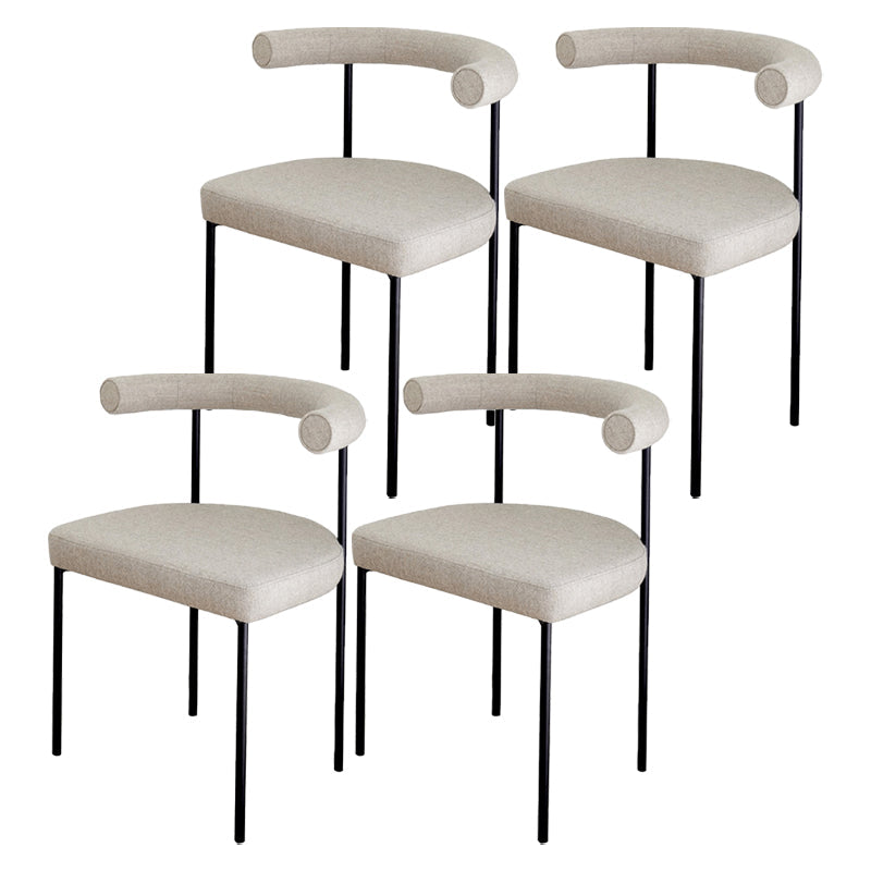Glam Metal Dining Room Chair Open Back Dining Side Chair in Black Off-White 4 Piece Set Clearhalo 'Dining Chairs' 'Dining Tables & Seating' 'dining_chair' 'furn' 'furn_dining_chair' 'Furniture' 'furniture_dining_chair' 'Kitchen & Dining Furniture' 4831553