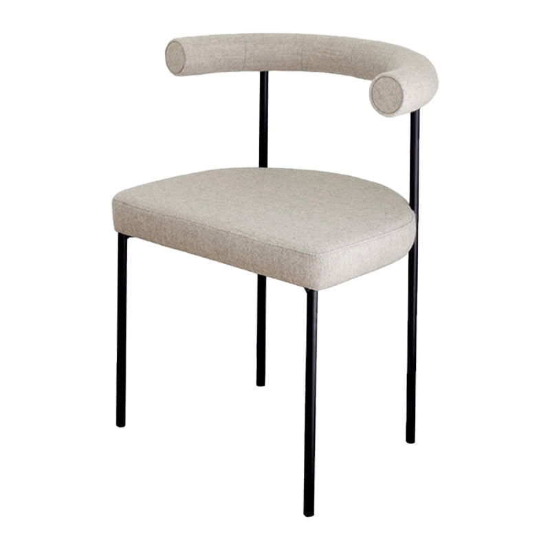 Glam Metal Dining Room Chair Open Back Dining Side Chair in Black Off-White 1 Piece Clearhalo 'Dining Chairs' 'Dining Tables & Seating' 'dining_chair' 'furn' 'furn_dining_chair' 'Furniture' 'furniture_dining_chair' 'Kitchen & Dining Furniture' 4831559