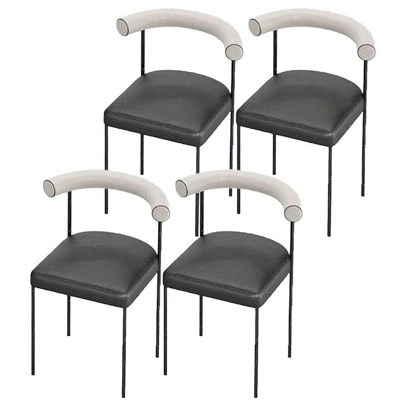 Glam Metal Dining Room Chair Open Back Dining Side Chair in Black Black 4 Piece Set Clearhalo 'Dining Chairs' 'Dining Tables & Seating' 'dining_chair' 'furn' 'furn_dining_chair' 'Furniture' 'furniture_dining_chair' 'Kitchen & Dining Furniture' 4831560