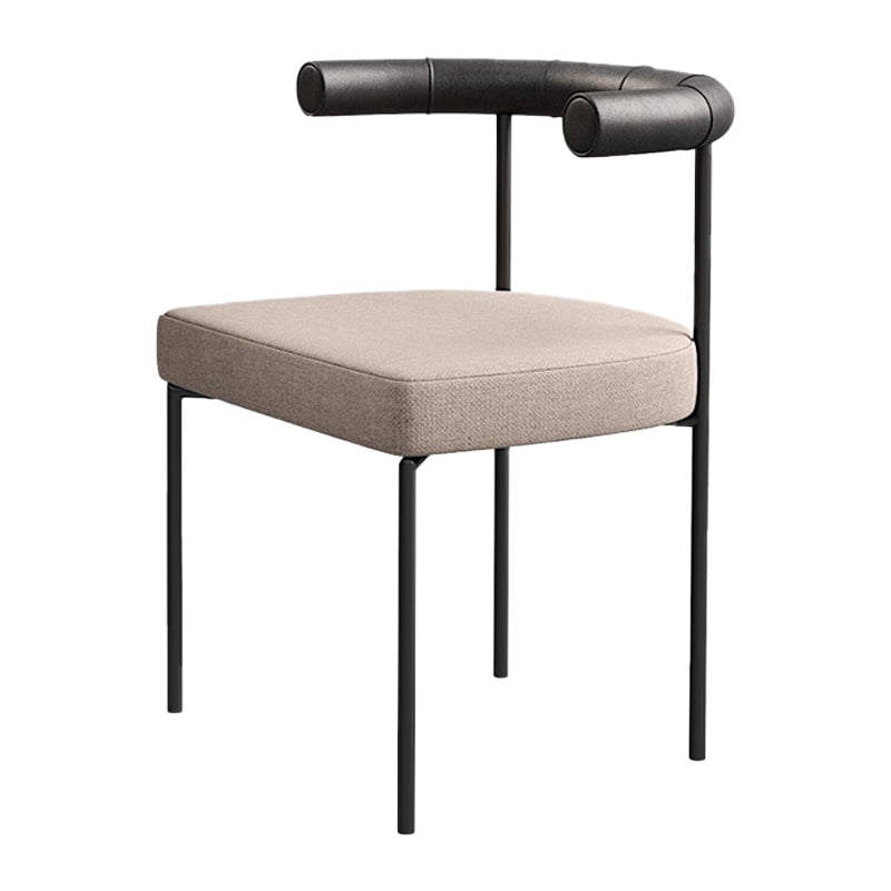 Glam Metal Dining Room Chair Open Back Dining Side Chair in Black Beige 1 Piece Clearhalo 'Dining Chairs' 'Dining Tables & Seating' 'dining_chair' 'furn' 'furn_dining_chair' 'Furniture' 'furniture_dining_chair' 'Kitchen & Dining Furniture' 4831561