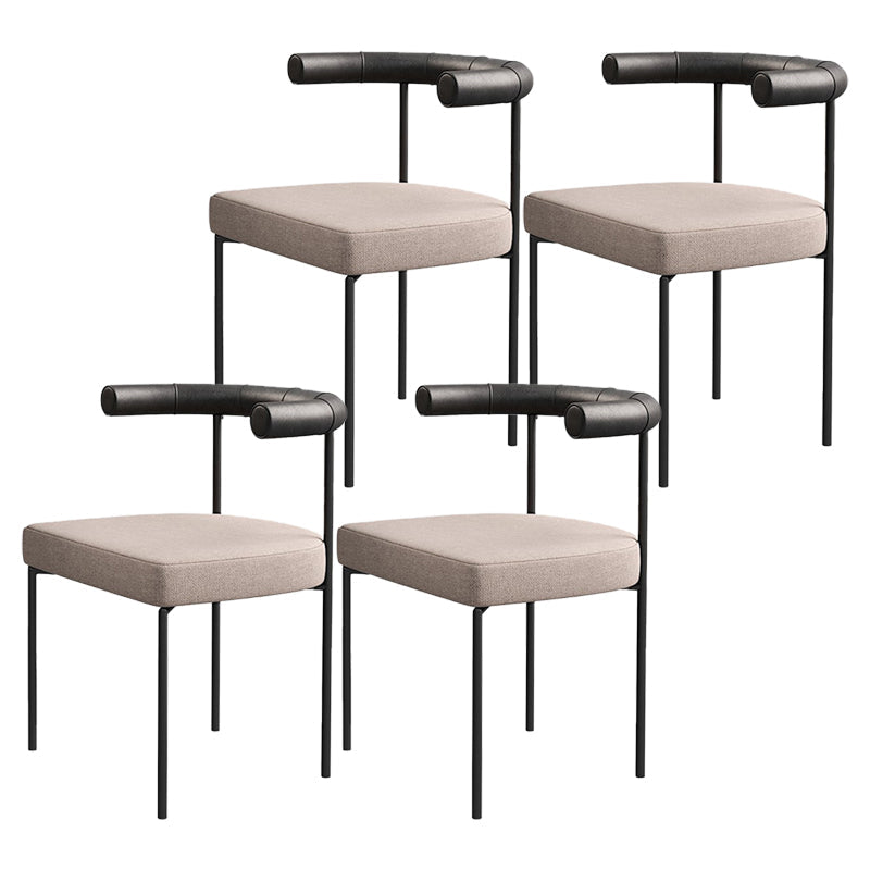 Glam Metal Dining Room Chair Open Back Dining Side Chair in Black Beige 4 Piece Set Clearhalo 'Dining Chairs' 'Dining Tables & Seating' 'dining_chair' 'furn' 'furn_dining_chair' 'Furniture' 'furniture_dining_chair' 'Kitchen & Dining Furniture' 4831566