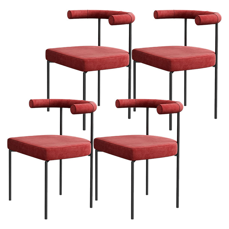 Glam Metal Dining Room Chair Open Back Dining Side Chair in Black Red 4 Piece Set Clearhalo 'Dining Chairs' 'Dining Tables & Seating' 'dining_chair' 'furn' 'furn_dining_chair' 'Furniture' 'furniture_dining_chair' 'Kitchen & Dining Furniture' 4831570