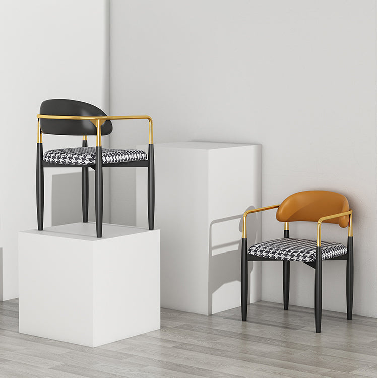 Glam Metal Home Side Chair Open Back Dining Side Chair in Black Clearhalo 'Dining Chairs' 'Dining Tables & Seating' 'dining_chair' 'furn' 'furn_dining_chair' 'Furniture' 'furniture_dining_chair' 'Kitchen & Dining Furniture' 4831572