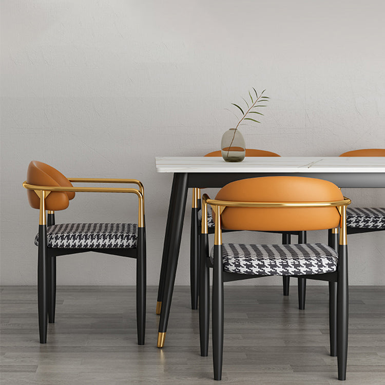 Glam Metal Home Side Chair Open Back Dining Side Chair in Black Clearhalo 'Dining Chairs' 'Dining Tables & Seating' 'dining_chair' 'furn' 'furn_dining_chair' 'Furniture' 'furniture_dining_chair' 'Kitchen & Dining Furniture' 4831574